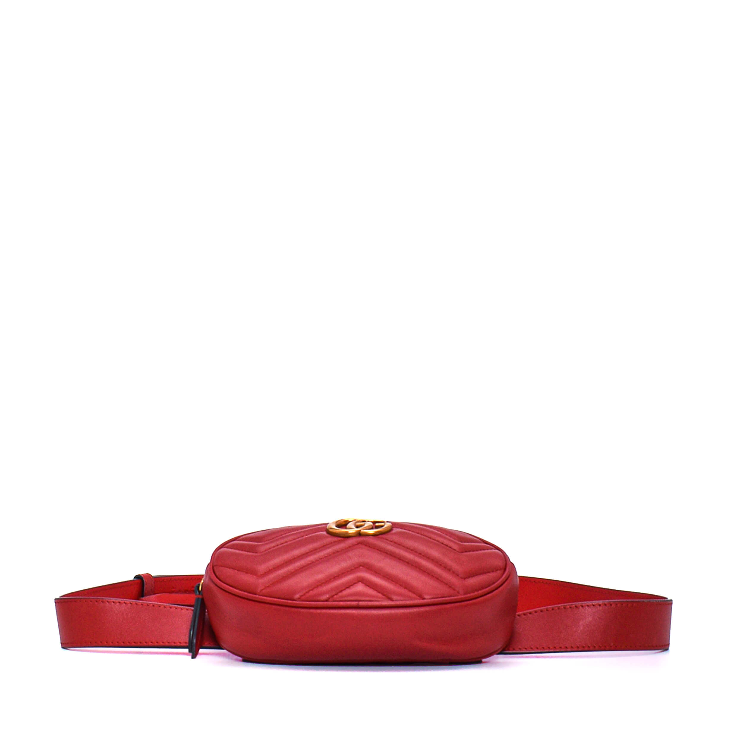 Gucci - Red  Marmont Matelasse Leather Belt Bag